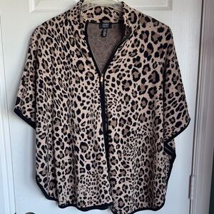 Jones NY Animal Print Cape in Black and Tan